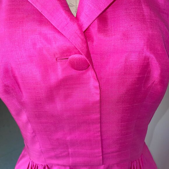 Vintage Womens Dress Size Small Pink Handmade Halter Maxi Pleated Casual Silk - Picture 5 of 13